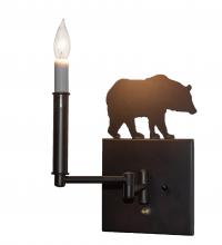 Meyda White 231171 - 7&#34; Wide Lone Bear Swing Arm Wall Sconce