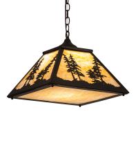 Meyda White 231202 - 16&#34; Square Tall Pines Pendant