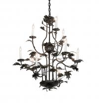 Meyda White 232381 - 36&#34; Wide Oak Leaf 9 Light Chandelier