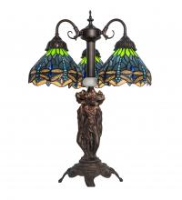 Meyda White 245483 - 23&#34; High Tiffany Hanginghead Dragonfly 3 Light Table Lamp