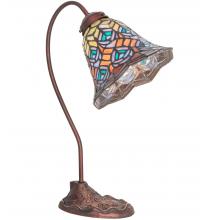 Meyda White 247790 - 18&#34; High Tiffany Peacock Feather Desk Lamp