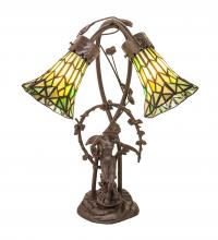 Meyda White 251677 - 17&#34; High Stained Glass Pond Lily 2 Light Trellis Girl Accent Lamp