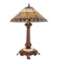 Meyda White 251928 - 23&#34; High Tiffany Jeweled Peacock Table Lamp