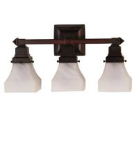 Meyda White 26310 - 18&#34;W Bungalow White Alabaster Swirl 3 LT Vanity Light