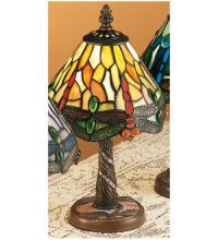 Meyda White 26614 - 12&#34;H Tiffany Hanginghead Dragonfly w/ Twisted Fly Mosaic Base Mini Lamp