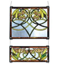 Meyda White 27233 - 21&#34;W X 26&#34;H Waterlily 2 -Piece Stained Glass Window