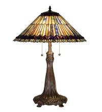 Meyda White 27562 - 27&#34;H Tiffany Jeweled Peacock Table Lamp.602