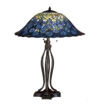 Meyda White 28504 - 30&#34;H Tiffany Peacock Feather Table Lamp