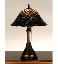 Meyda White 28568 - 18&#34;H Tiffany Peacock Feather Accent Lamp