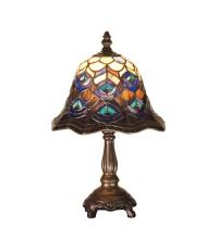 Meyda White 30317 - 13.5&#34;H Tiffany Peacock Feather Mini Lamp