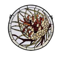 Meyda White 30448 - 17&#34; Wide X 17&#34; High Pinecone Stained Glass Window