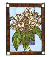 Meyda White 31268 - 20&#34;W X 26&#34;H Revival Mountain Laurel Stained Glass Window