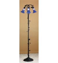 Meyda White 31333 - 58&#34; High Blue Tiffany Pond Lily 3 Light Floor Lamp