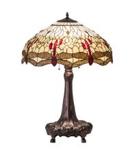 Meyda White 31664 - 31&#34; High Tiffany Hanginghead Dragonfly Table Lamp