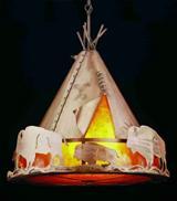 Meyda White 31931 - 24"W Teepee W/Buffalo Pendant