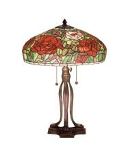 Meyda White 32292 - 23.5&#34;H Tiffany Peony Table Lamp