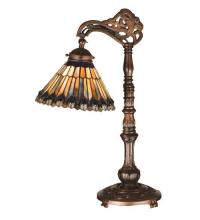 Meyda White 32738 - 19&#34;H Tiffany Jeweled Peacock Bridge Arm Desk Lamp