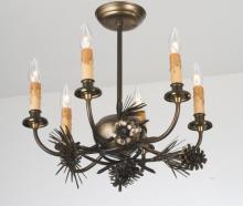 Meyda White 38330 - 18"W Woodland Pine 6 LT Chandelier