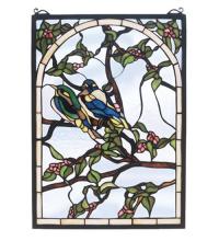 Meyda White 47966 - 14&#34;W X 20&#34;H Lovebirds Stained Glass Window