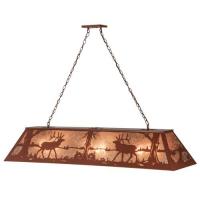 Meyda White 48429 - 60&#34; Long Elk at Lake Oblong Pendant