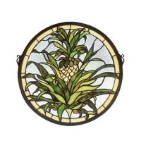 Meyda White 48550 - 16&#34;W X 16&#34;H Welcome Pineapple Stained Glass Window