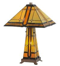 Meyda White 50805 - 25&#34;H Sierra Prairie Mission Lighted Base Table Lamp