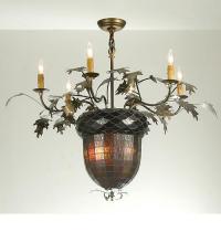 Meyda White 50859 - 36&#34;W Greenbriar Oak 6 Arm Chandelier