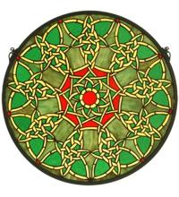 Meyda White 51527 - 20&#34;W X 20&#34;H Knotwork Trance Medallion Stained Glass Window