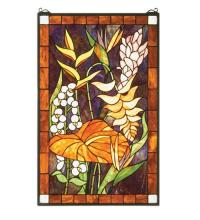 Meyda White 51539 - 20&#34;W X 32&#34;H Tropical Floral Stained Glass Window