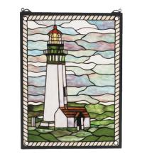 Meyda White 55949 - 15&#34;W X 20&#34;H Yaquina Head Lighthouse Stained Glass Window