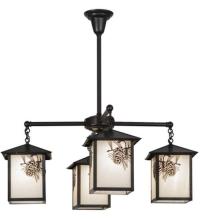 Meyda White 60911 - 32&#34;W Seneca Winter Pine 4 LT Chandelier