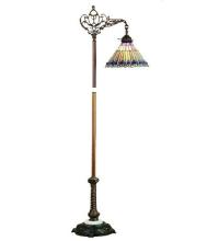 Meyda White 65841 - 60"H Tiffany Jeweled Peacock Bridge Arm Floor Lamp