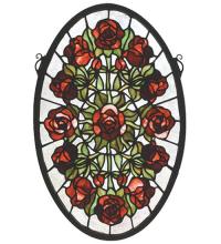 Meyda White 66005 - 11&#34;W X 17&#34;H Oval Rose Garden Stained Glass Window