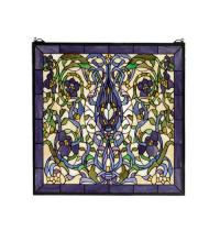 Meyda White 66280 - 22&#34;W X 22&#34;H Floral Fantasy Stained Glass Window