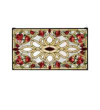 Meyda White 67139 - 36&#34;W X 20&#34;H Bed of Roses Stained Glass Window