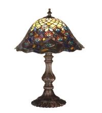 Meyda White 67885 - 16.5&#34;H Tiffany Peacock Feather Accent Lamp