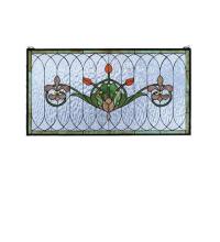 Meyda White 68018 - 36&#34;W X 19&#34;H Tulip & Fleurs Stained Glass Window