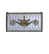 Meyda White 68019 - 26&#34;W X 14&#34;H Tulip & Fleurs Stained Glass Window