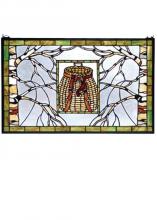 Meyda White 69502 - 28&#34;W X 18&#34;H Pack Basket Stained Glass Window