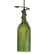 Meyda White 71191 - 4&#34;W Tuscan Vineyard Frosted Green Wine Bottle Mini Pendant