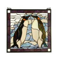 Meyda White 71599 - 19&#34;W X 19.5&#34;H Penguin Stained Glass Window