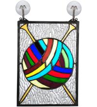 Meyda White 72347 - 6&#34;W X 9&#34;H Ball of Yarn W/Needles Stained Glass Window