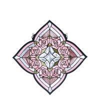 Meyda White 72642 - 20&#34;W X 20&#34;H Ring of Roses Stained Glass Window