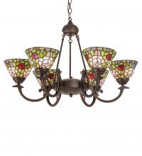 Meyda White 72651 - 32&#34; Wide Tiffany Rosebush 6 Light Chandelier