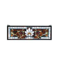 Meyda White 73063 - 28&#34;W X 9&#34;H Beveled Ellsinore Transom Stained Glass Window