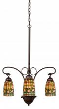 Meyda White 73983 - 24"W Tiffany Acorn 3 LT Chandelier