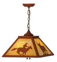 Meyda White 74033 - 16&#34;Sq Cowboy & Steer Pendant