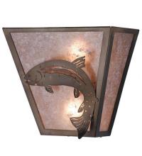 Meyda White 82363 - 13&#34;W Leaping Trout Wall Sconce