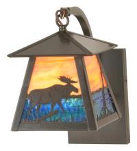 Meyda White 98376 - 6&#34; Wide Stillwater Moose at Lake Curved Arm Wall Sconce