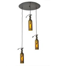 Meyda White 99437 - 16&#34;W Tuscan Vineyard Frosted Green 3 LT Wine Bottle Cascading Pendant
